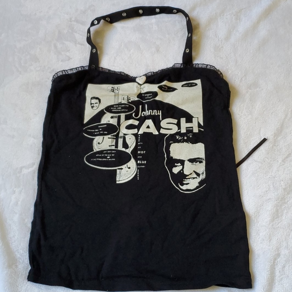 Johnny Cash DIY halter top Tee s/m